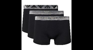 Armani boxers - trunks zwart met zilveren Logo band 3-pack